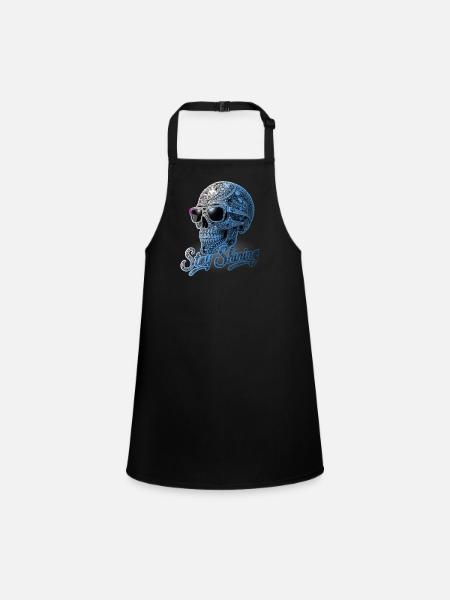 Stay Shining Diamond Skull - Children's Apron - black - Front