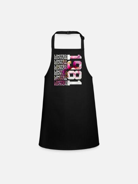 LIMITED EDITION 1981 - 45 YEARS - 45TH BIRTHDAY - Children's Apron - black - Front