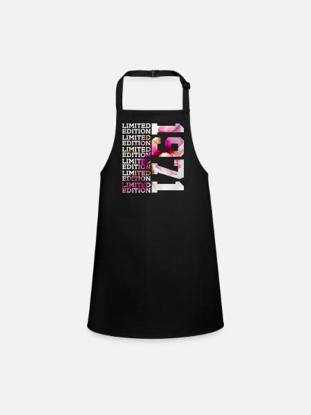 LIMITED EDITION 1971 - 55 YEARS - 55TH BIRTHDAY - Children's Apron - black - Front