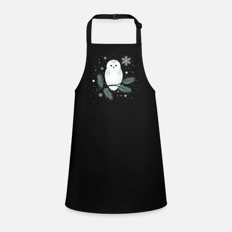 Winter owl - Children's Apron - black
