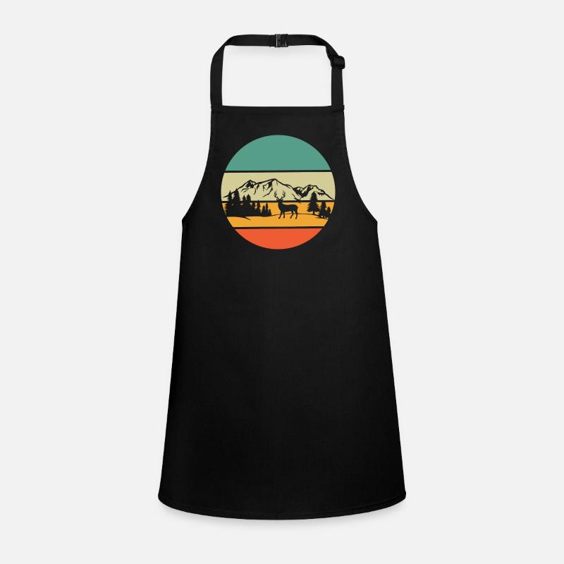 Mountains Hikers Deer Forest Hiking Retro Nature Children's Apron