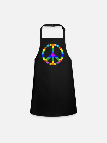 Signe de paix coloré, flower power - Tablier Enfant - noir - Devant