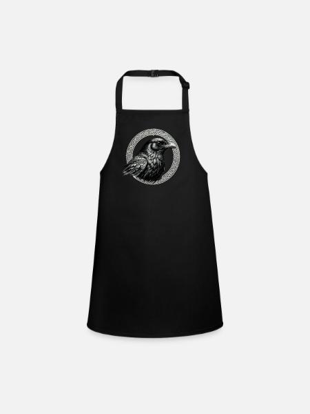 Raven with Celtic Knot 02 - Children's Apron - black - Front
