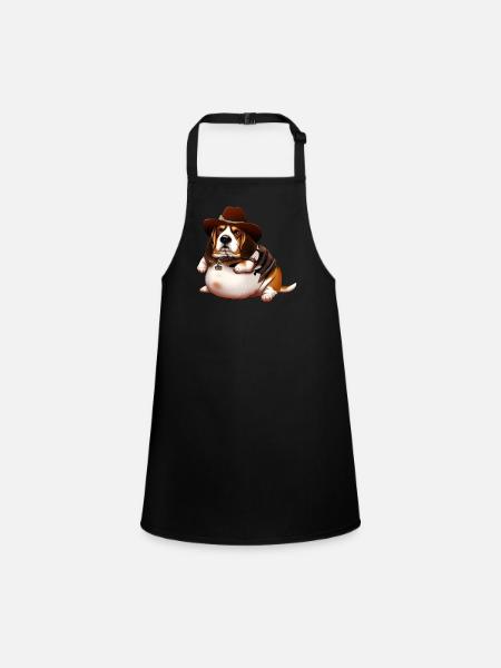 Gros Beagle Cowboy - Tablier Enfant - noir - Devant