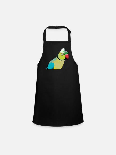 Indian ring-necked parrot - Children's Apron - black - Front