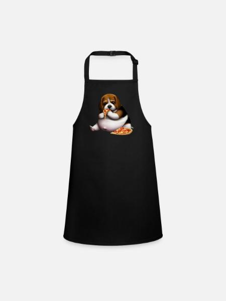 Pizza Lover Beagle Dog - Tablier Enfant - noir - Devant
