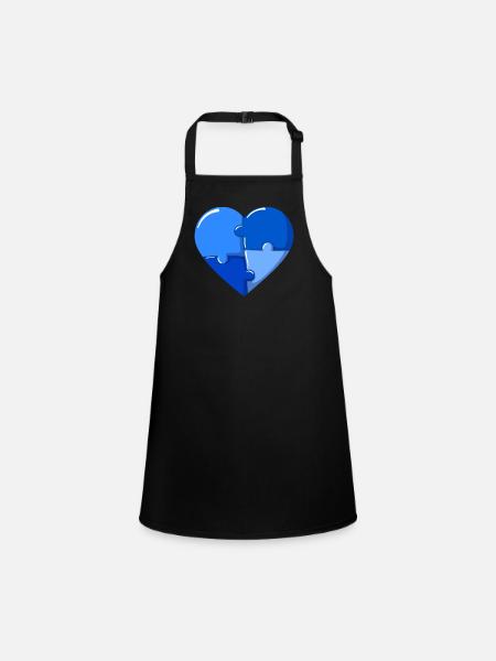 Autisme coeur Blue Puzzle - Tablier Enfant - noir - Devant