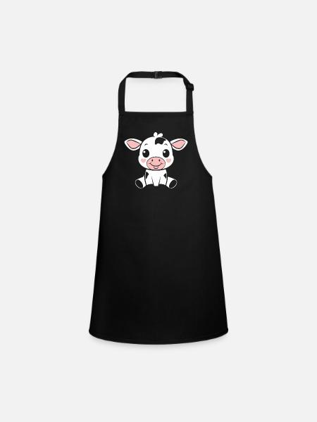 cow - Children's Apron - black - Front