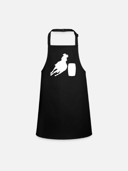 Rodeo Barrel Racing Horse - Children's Apron - black - Front