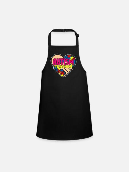Autism Teacher Heart - Children's Apron - black - Front