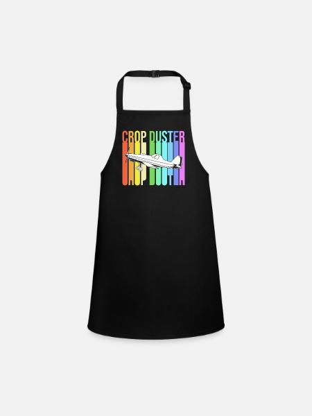 Crop Duster Airplane Pilot Gift - Children's Apron - black - Front