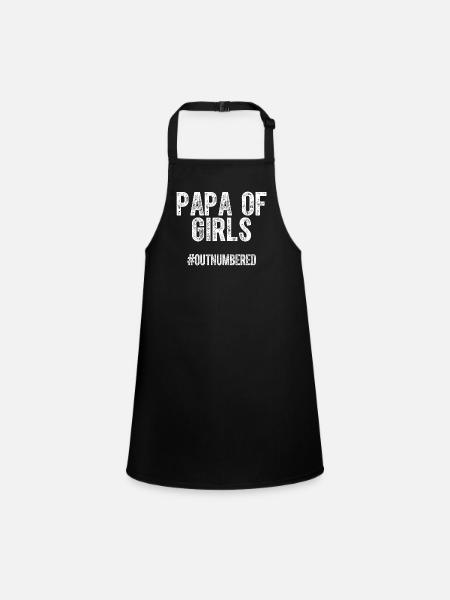 Papa of Girls Outnumbered Father's Day - Children's Apron - black - Front