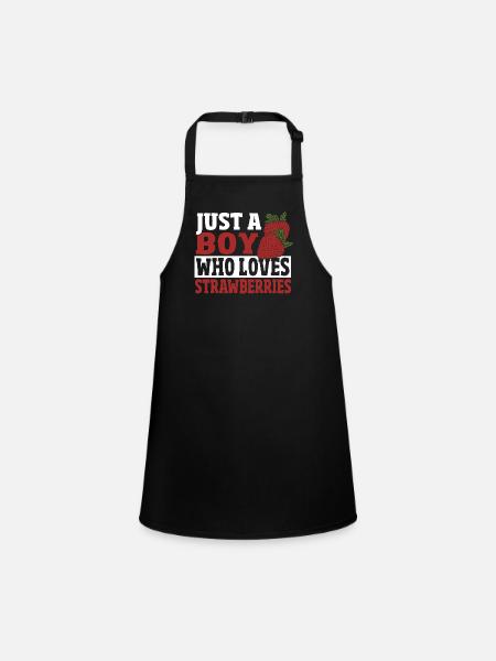 Just a boy who loves strawberries - Children's Apron - black - Front