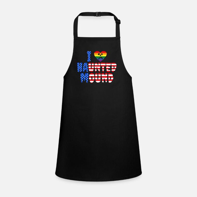 i love haunted mound, heart pride ghost, USA flag Tablier Enfant