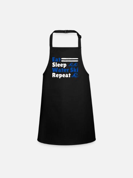 Eating Sleep Water Ski Repeat - Children's Apron - black - Front