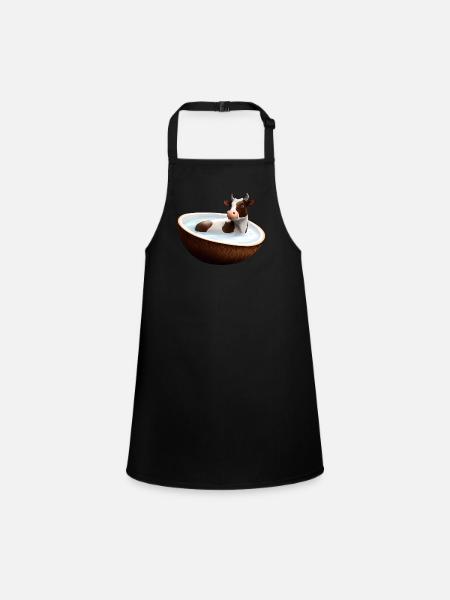 Cow in coconut - Children's Apron - black - Front