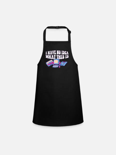 Funny Retro 70s 80s Throwback I Have No Idea What - Children's Apron - black - Front