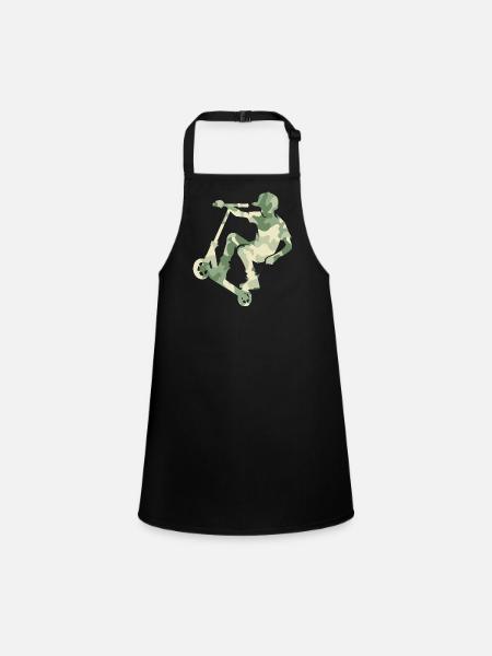 Camouflage Rider Scooter Teens - Children's Apron - black - Front