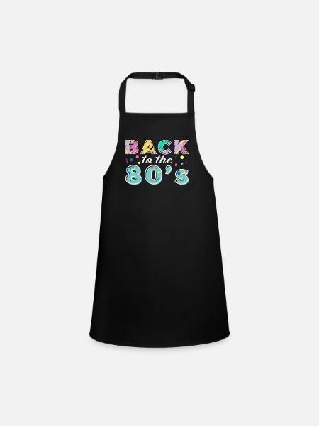 Back To The 80s Retro Karneval 80er Mottoparty - Schürze für Kinder - Schwarz - Vorne