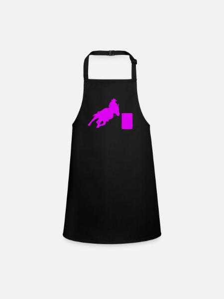 Rodeo Barrel Racing Horse - Children's Apron - black - Front