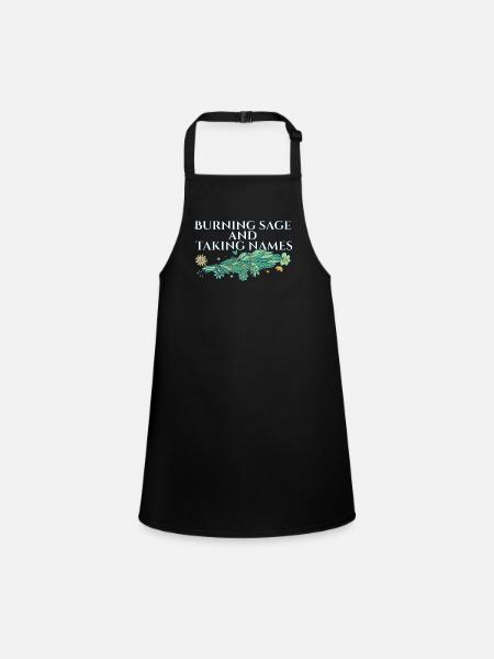 Burning Sage & Taking Names Smudge Sticks - Children's Apron - black - Front
