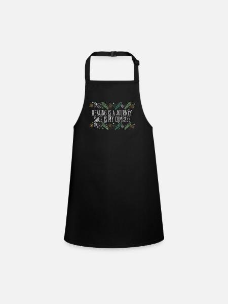 Healing Is A Journey Sage Is My Compass Smudge - Children's Apron - black - Front