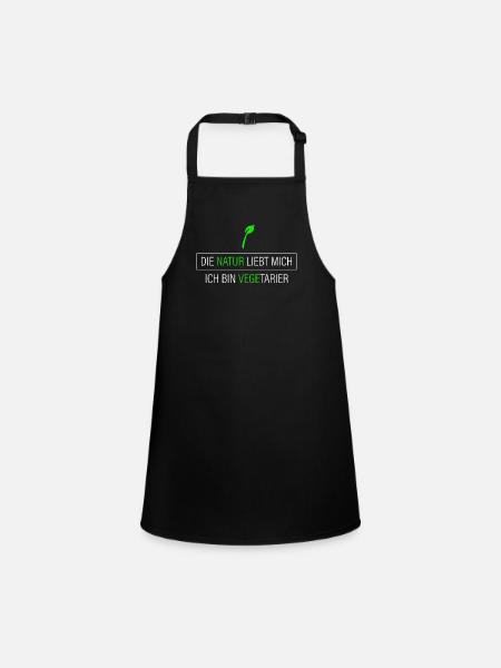 die Natur liebt mich - Vegetarier - Schürze für Kinder - Schwarz - Vorne