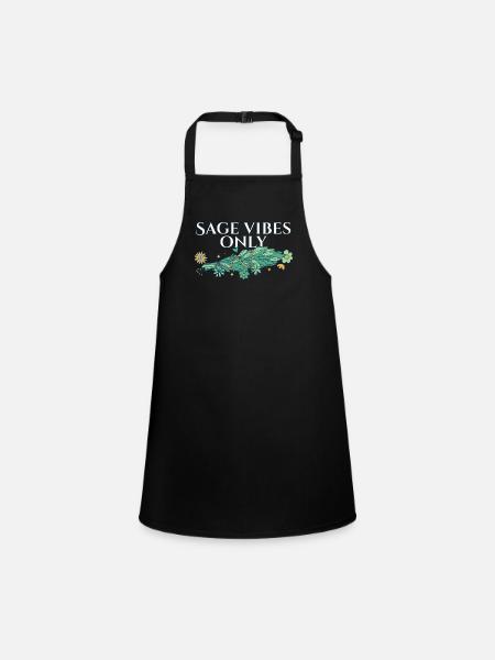 Burning Sage Vibes Only Smudge Sticks Healing - Children's Apron - black - Front