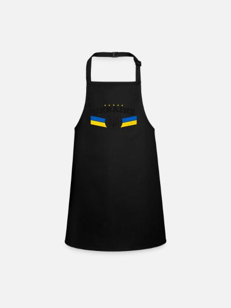 Ukrainischer Dreizack - Ukrainisches Tryzub-Symbol - Schürze für Kinder - Schwarz - Vorne
