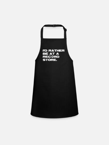id rather be at a record store - Children's Apron - black - Front