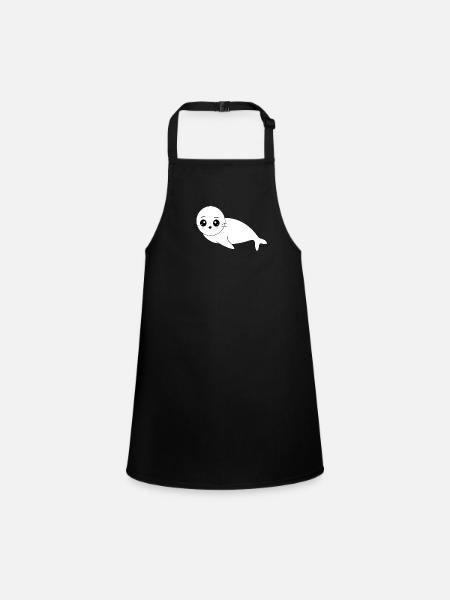 seal white seals seal seals animals - Children's Apron - black - Front