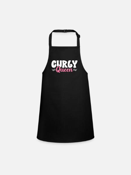 Curly Hair Afro Curls Natural Hair - Children's Apron - black - Front