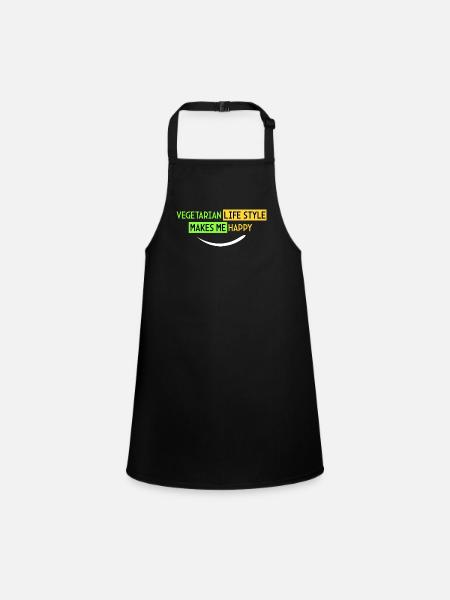 vegetarische Lebensweise - ich bin glücklich - Schürze für Kinder - Schwarz - Vorne
