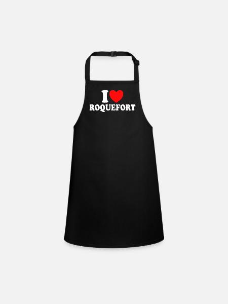 Humour I Love Roquefort Cheese - Children's Apron - black - Front