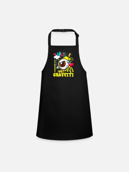 Graffiti Colorful Hip Hop - Children's Apron - black - Front
