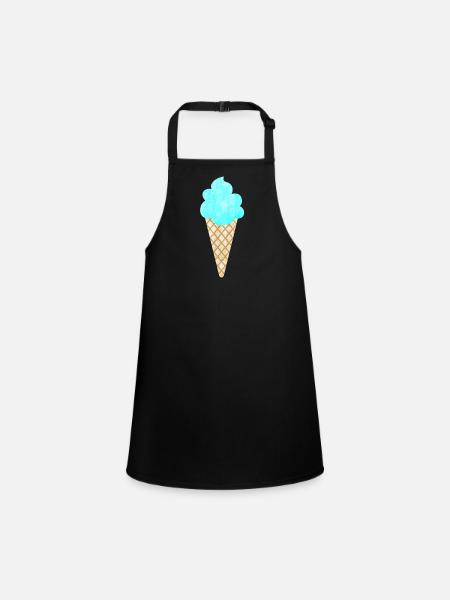 Eis Eiscreme Waffel blau cool Sommer Eisdiele Fan - Schürze für Kinder - Schwarz - Vorne
