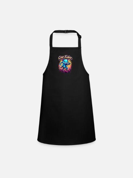 Ciao Kakao rennende Katze Matschlauf Laufshirt - Schürze für Kinder - Schwarz - Vorne