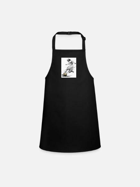 Dynamic Black And White Soccer Player Fussballer - Children's Apron - black - Front