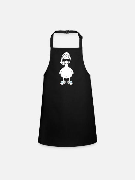 Sun duck with bath towel and slippers - Children's Apron - black - Front