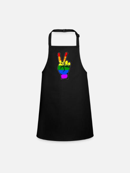 Drapeau LGBT Paix Victoire Symbole - Tablier Enfant - noir - Devant