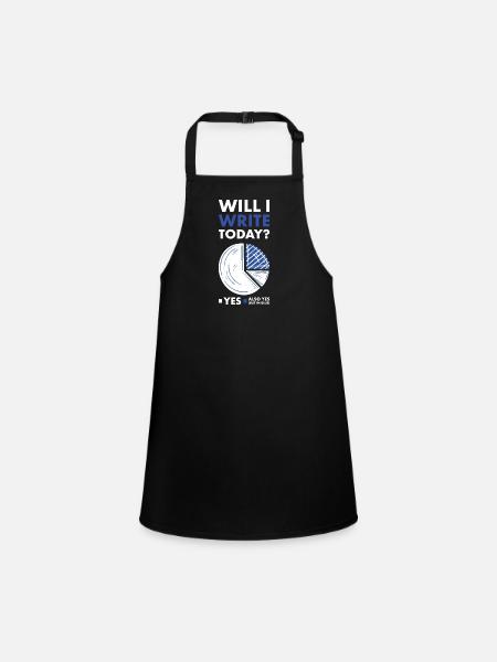 Writer Will I Write Today - Children's Apron - black - Front