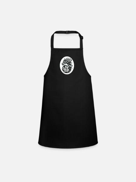 Dragon Tribal Black and White - Children's Apron - black - Front