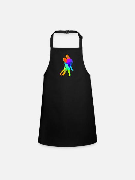 Tango Tanzen Tanzpaar Regenbogen Farben Polygon - Schürze für Kinder - Schwarz - Vorne