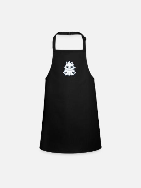 Dinosaur Stegosaurus Halloween Ghost - Children's Apron - black - Front