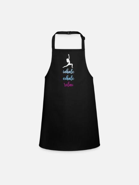 Yoga - Inspirez. Exhaler. Se détendre. - Tablier Enfant - noir - Devant
