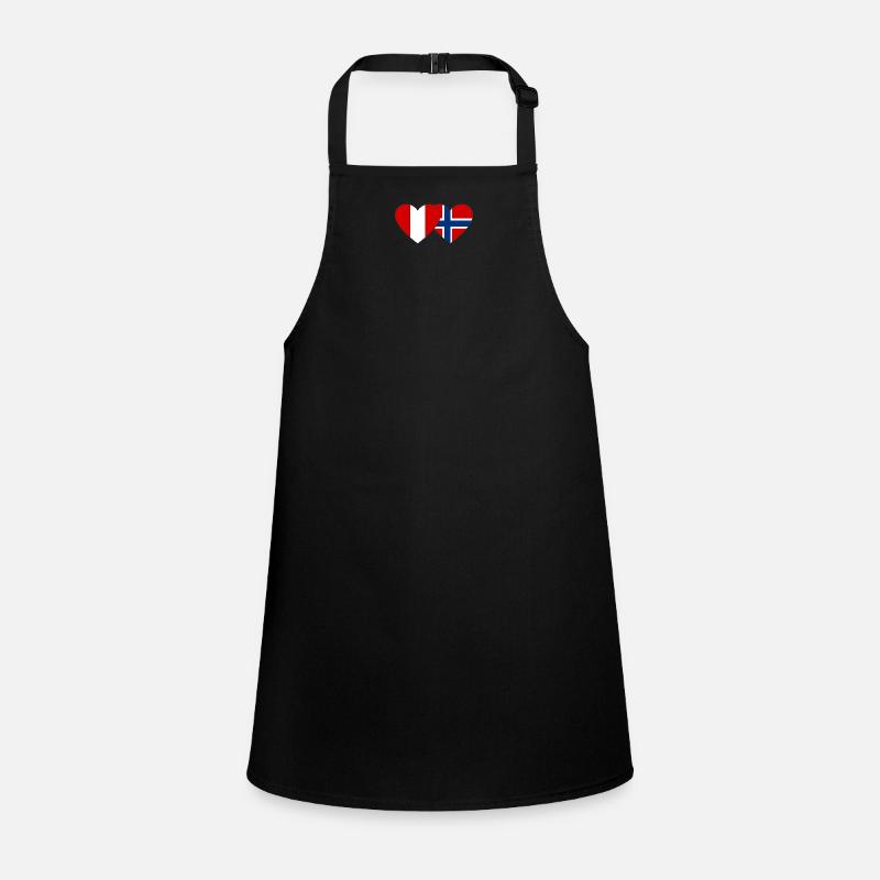 Pérou Norvège Drapeau du cœur - Tablier Enfant - noir