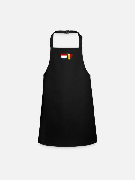 Holland Andorra Flag Heart - Children's Apron - black - Front