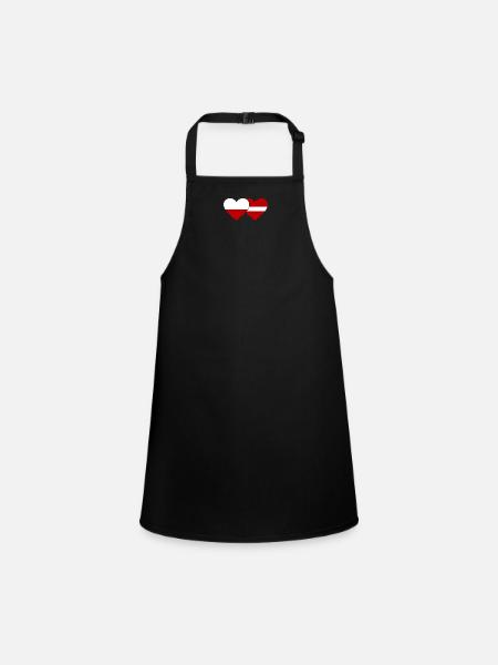 Poland Latvia Flag Heart - Children's Apron - black - Front