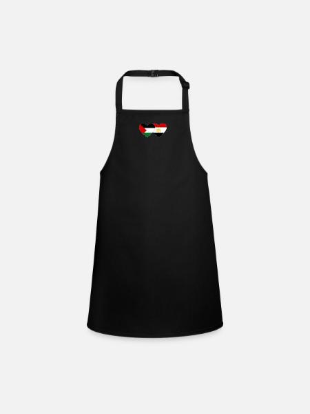 Palestine Egypt Flag Heart - Children's Apron - black - Front