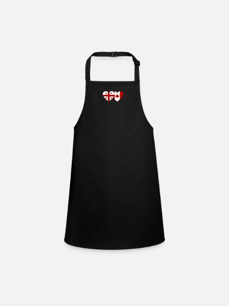 Georgia Canada flag heart - Children's Apron - black - Front